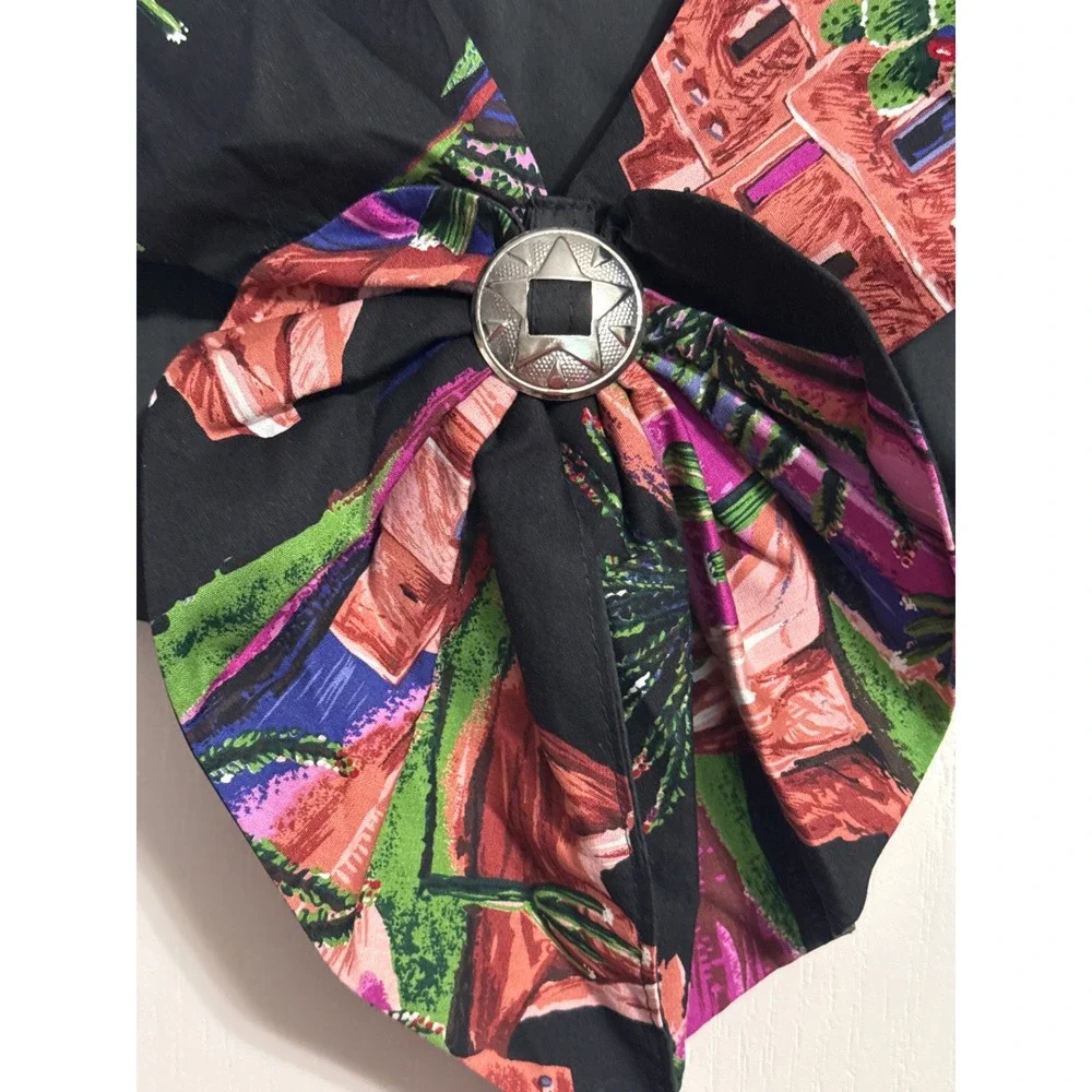 Vintage Southwestern Desert Print Capelet Wrap Concho Western Retro Cowgirl
